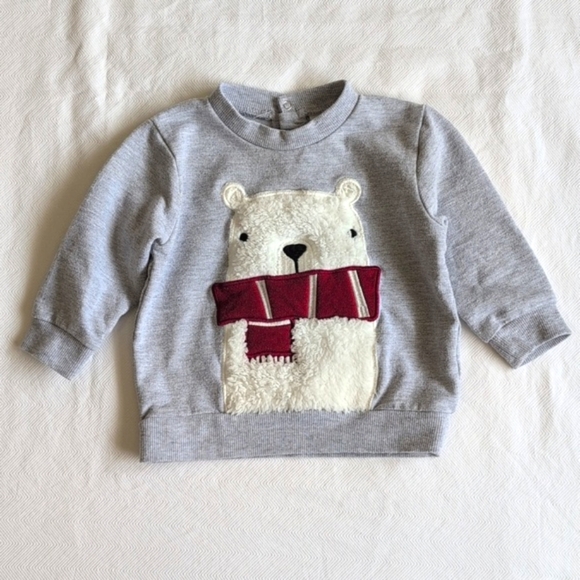 petit lem winter polar bear crewneck sweatshirt 9 months baby - Picture 1 of 5